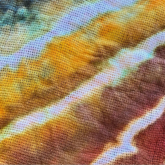 Handmade Tie Dye Dress Womens Size Small Tunic Swim Cover Up Linen Geode Green - Picture 6 of 12